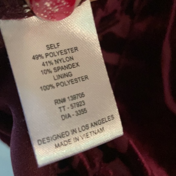 Sexy Velour Maroon Cocktail Dress - Picture 11 of 12